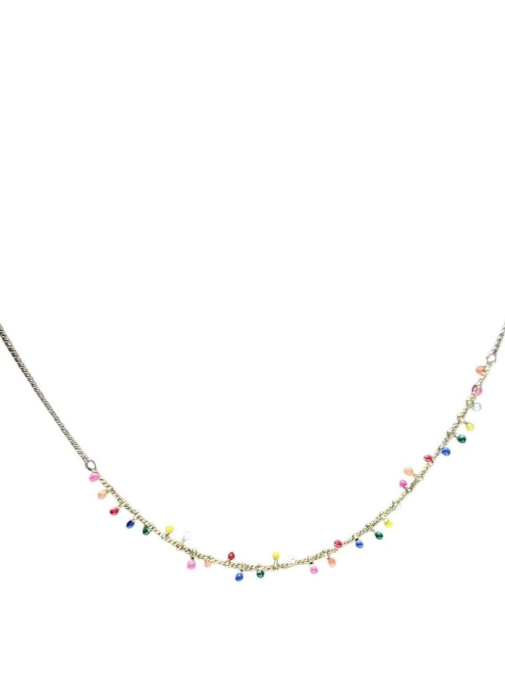 Simple Bohemian Beaded Choker Necklace Colorful Beads Gold Tone Chain Jewelry
